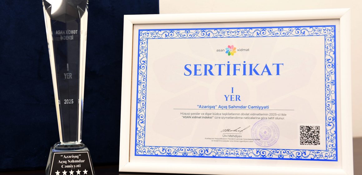 “Azərişıq” ASC “ASAN xidmət indeksi” üzrə qiymətləndirmə nəticələrinə əsasən 3-cü dəfə ardıcıl olaraq birinci yerə layiq görülüb